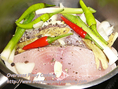 Tanguigue Steak Paksiw with Eggplant - Cooking Procedure