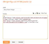 Paste kode HTML dan Simpan