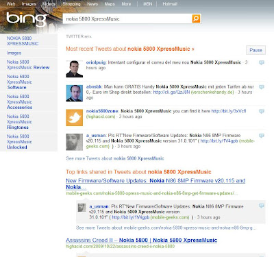 Bing Twitter Nokia 5800