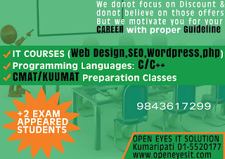 WebDesign, CMAT,KUUMAT preparation classes in NEPAL