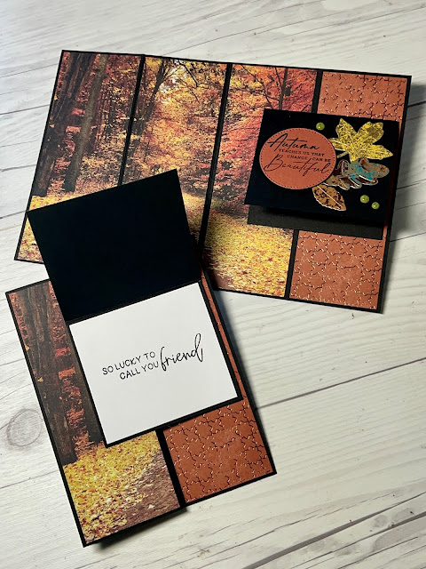 Fall-themed greeting card using Stampin' Up! Autumn Leaves Stamp Set and Dies