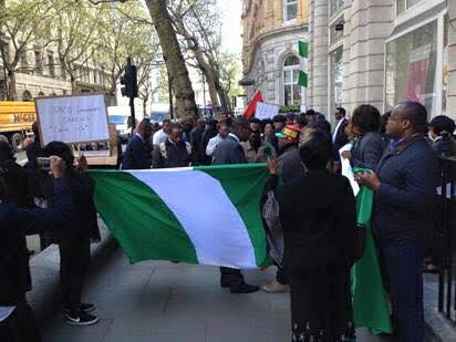 Image result for NIGERIANS IN UK HIGH COMMISSION DEMANDING TO SEE BUHARI