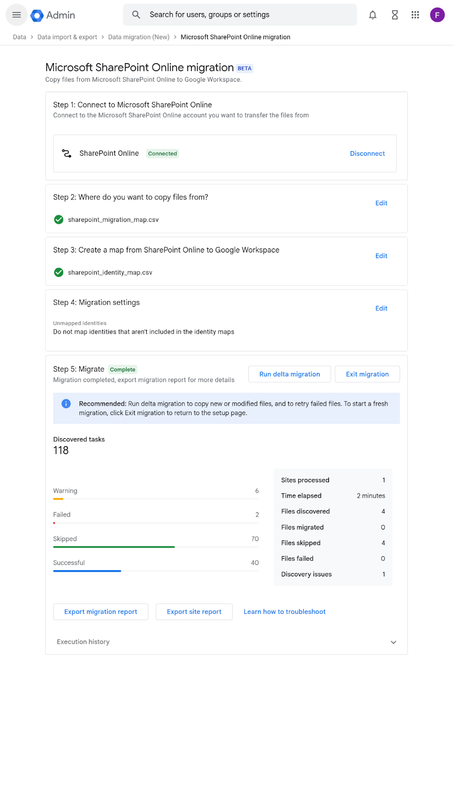 Herramienta de migración SharePoint a Google Workspace
