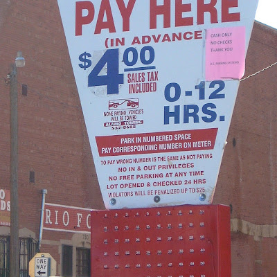 U.S. Parking lot pay box on San Antonio Street (detail), El Paso TX