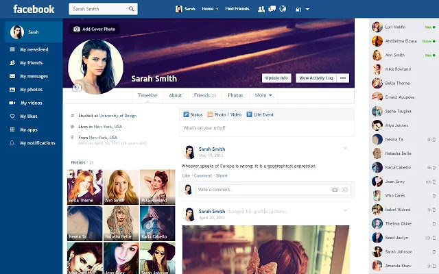 أداة Facebook Flat :  لتغيير شكل الفيسبوك الى التصميم المسطح 