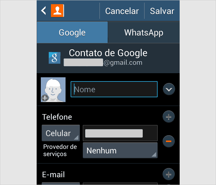 Adicionar o próprio número na agenda de telefones do celular