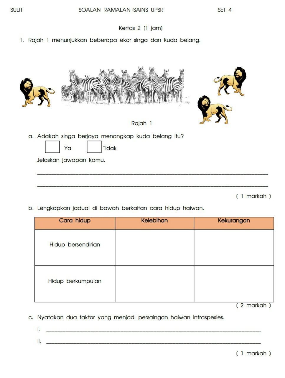 Soalan Ramalan Sains UPSR 2016