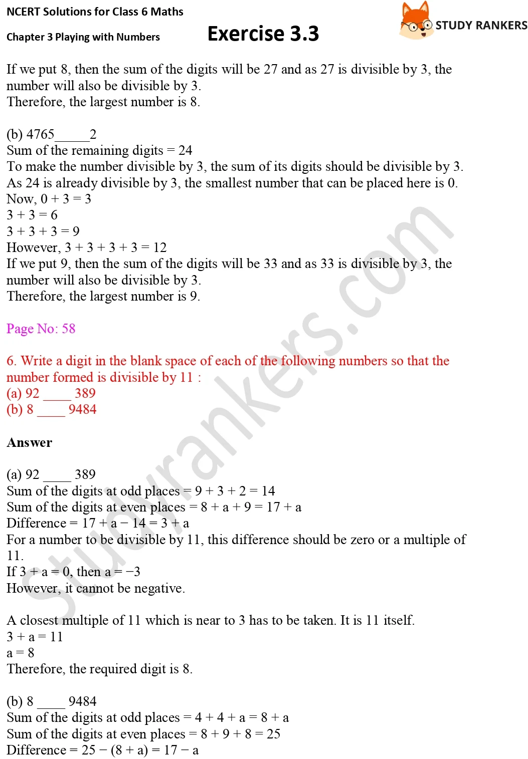 NCERT Solutions for Class 6 Maths Chapter 3 Playing with Numbers Exercise 3.3 Part 6