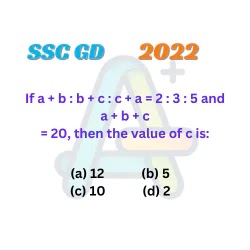 [Solved] If a + b : b+c: c+ a = 2 : 3 : 5 and a + b + c = 20 then the value of c is: (a) 12 (c) 10 (b) 5 (d) 2