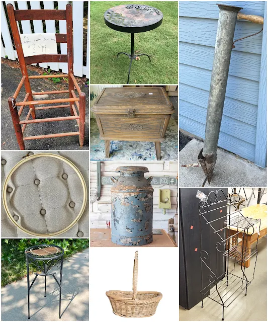 Photo collage of before upcycling projects.