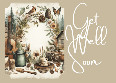 Free Get Well Soon Greeting Cards | Printable | Instant Download | Vintage Rustic Watercolor Woodland Elegant Design