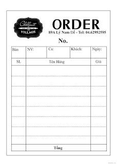 Mẫu order nhà hàng