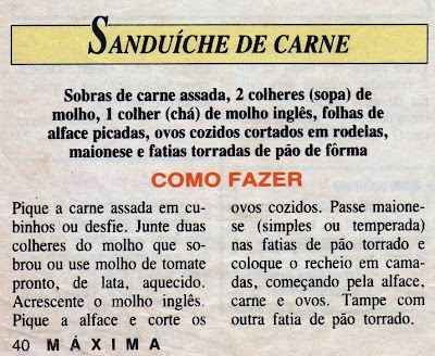 RECEITA DE SANDUICHE DE CARNE