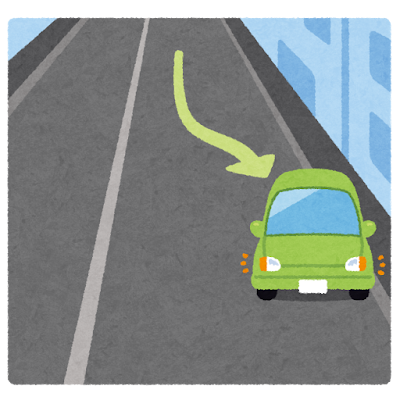 路肩に寄せる車のイラスト