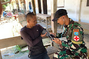 Satgas Yonarmed 16/TK Laksanakan Kegiatan Pelayanan Kesehatan Door to Door di Perbatasan