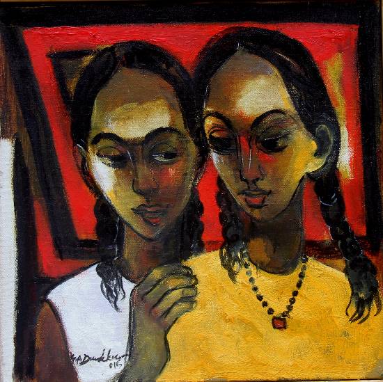 Sisters, painting by G. A. Dandekar in Indiaart.com