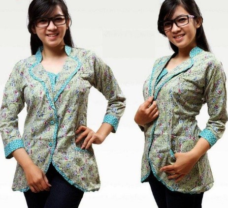 15 Model Baju Batik Lengan Panjang Wanita Modern 2019