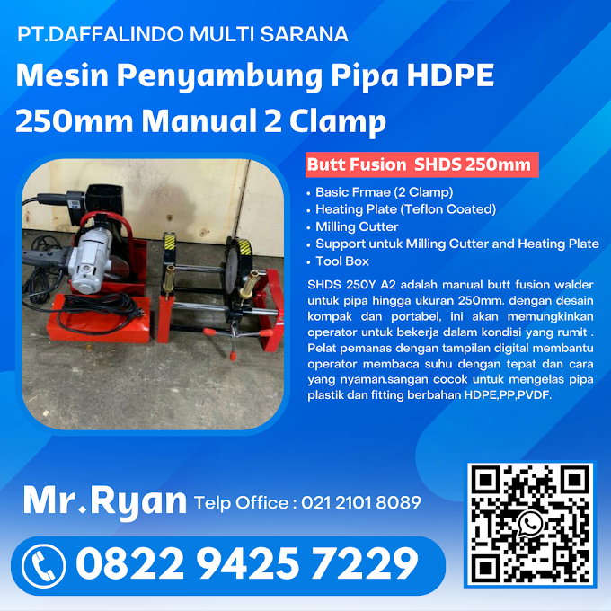 Mesin Las Pipa Hdpe 250mm - Manual 2 Clamp