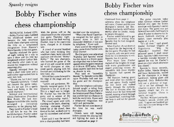 Bobby Fischer Wins Chess Championship