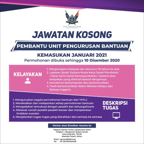 Jawatan Kosong di Yayasan Kanser Tunku Laksamana Johor