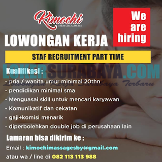 We Are Hiring at Kimochi (Thematic Massage) Surabaya June 2019