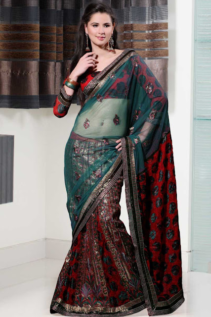 Embroidered-Lehenga-Style-Saree