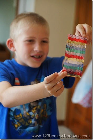 Rainbow craft for kids with pony beads