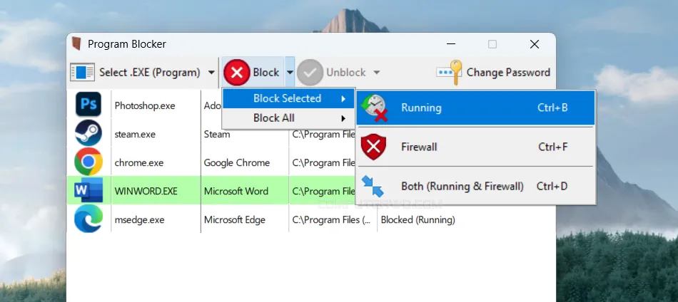 برنامج Program Blocker