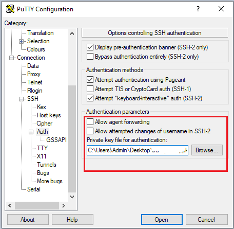 MEAN Stack AWS EC2 - Key selection in Putty