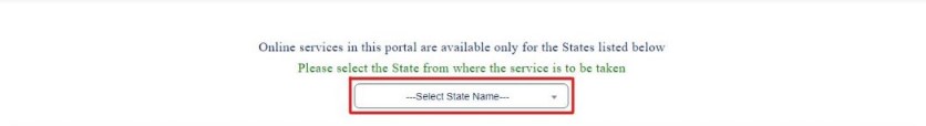 Sarathi Parivahan- Select State Name