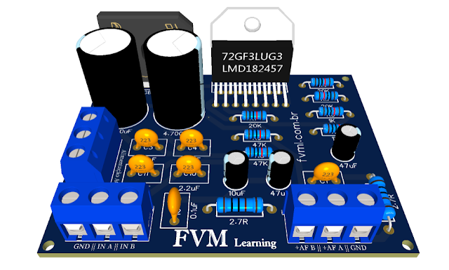 PCI Amplificador de Som Hi-End Estéreo 60W Utilizando o CI LM4766 - fvml