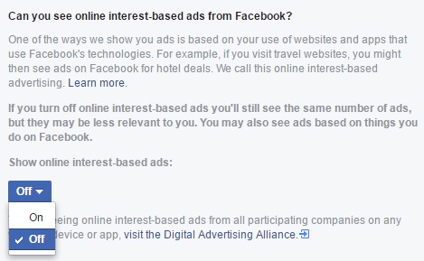 Turn off online interest-based ads