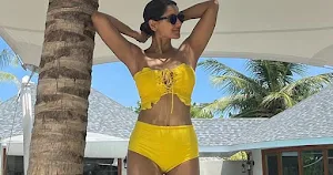Nikita Dutta yellow bikini sexy body
