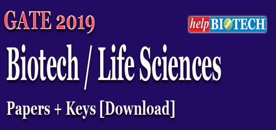 Download GATE 2019 Biotech/Life Sciences Papers + Keys | GATE 2019 Cut Off Marks