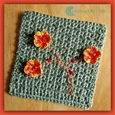 Charming Cherry Blossom 6" Square #crochet pattern by #KaleidoscopeArtnGifts