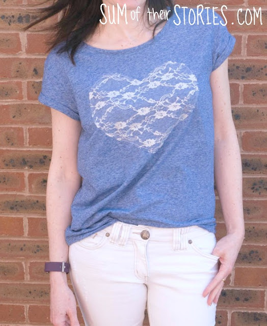 Lace Heart T shirt refashion