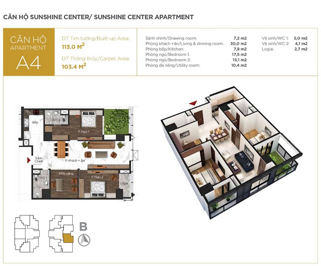 Giá bán chính sách dự án chung cư Sunshine Center 16 Phạm Hùng Hà Nội