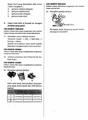 kisi-kisi soal IPA SD dan MI untuk ujian sekolah semester genap terbaru