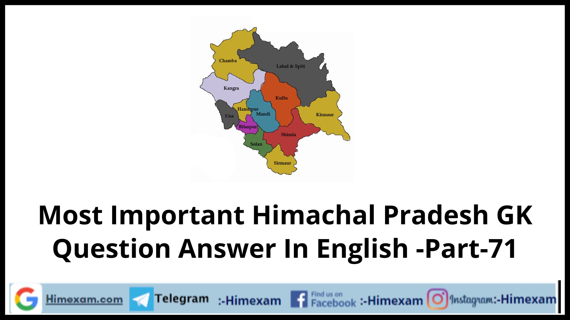 Most Important Himachal Pradesh GK Question Answer In English -Part-71