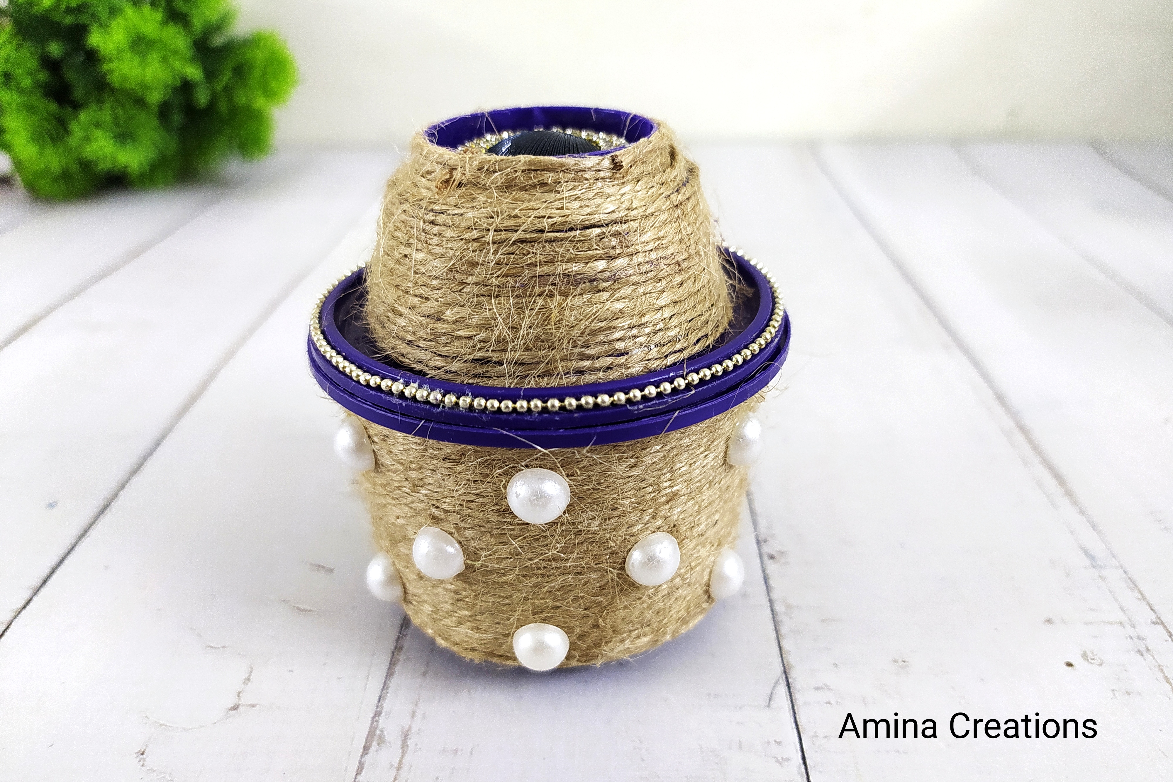 AMINA CREATIONS: JUTE CRAFT IDEA USING WASTE LICKABLES BOX