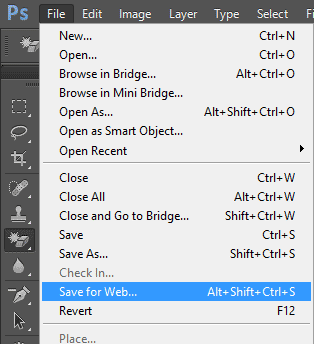 Photoshop Save for Web option