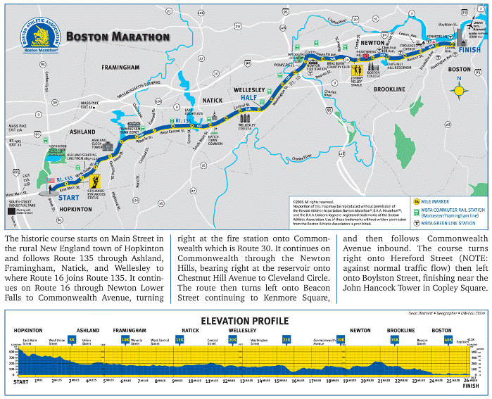 boston marathon route. 2011 oston marathon route map