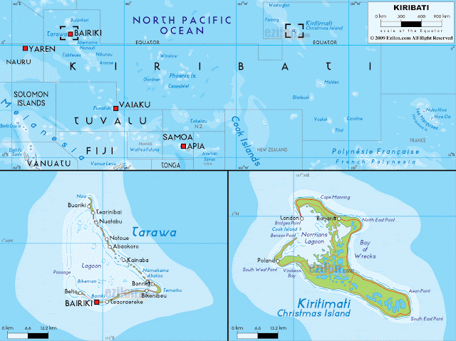 Qiribati - harta gjeografike e Qiribati