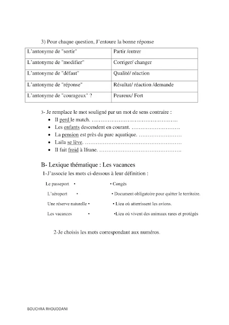 consolidation 1er semaine unite 2 6aep دعم اللغة الفرنسية المستوى السادس