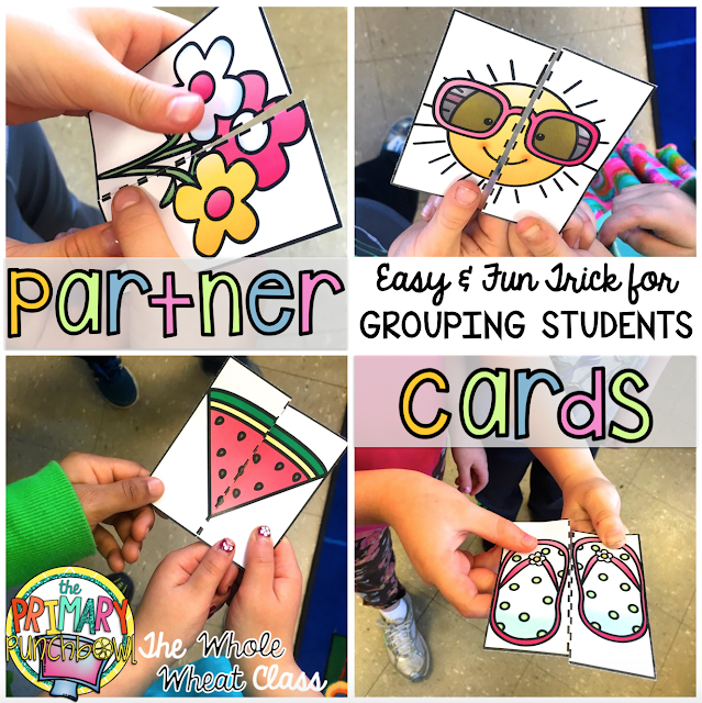 Easy and Fun Trick for Grouping Students: Partner Cards, Free, from The Whole Wheat Class