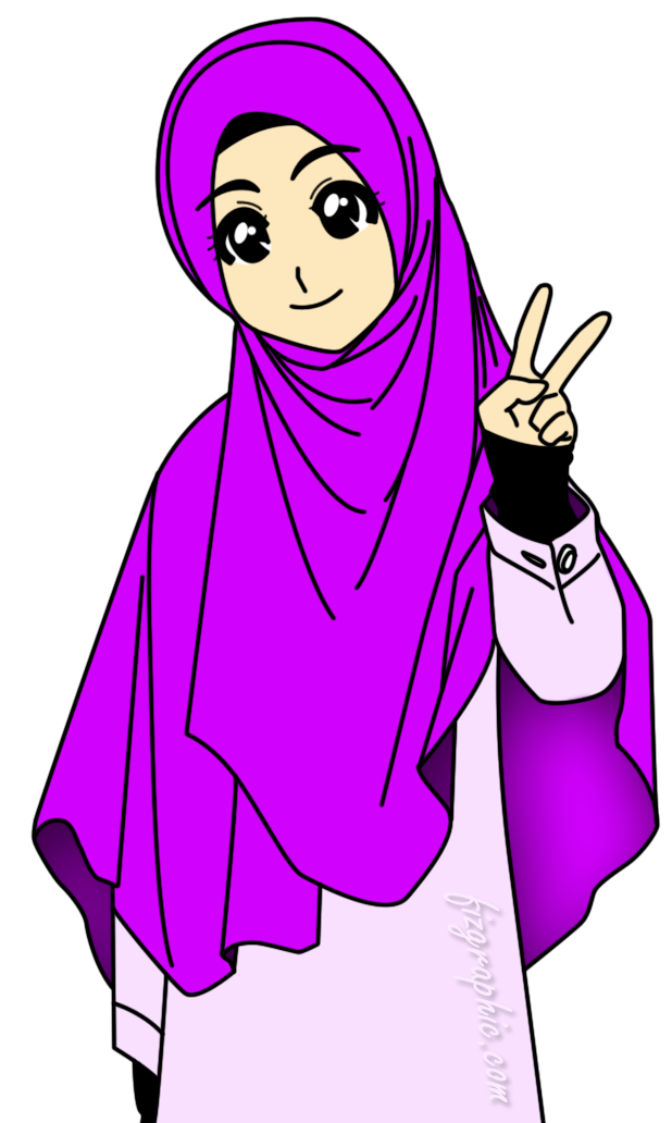 Gambar Kartun Muslimah Ungu  Koleksi Gambar HD