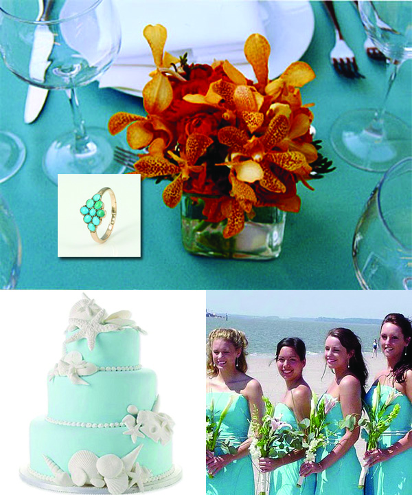  sunshine of a beach wedding turquoise Turquoise orange table setting 