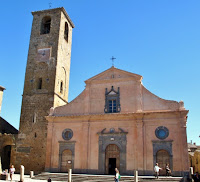 Church in the main piazza of Civita di Bagnoregio, Lazio, Italy