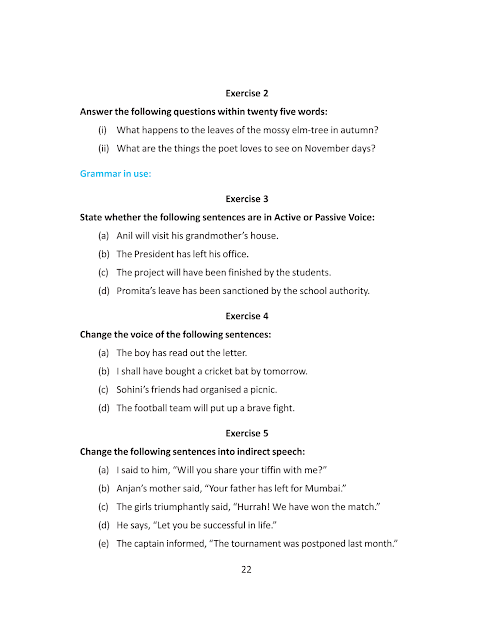 Autumn - John Clare - Lesson 3 - WB Class 9 English suggestion 2023 part 5