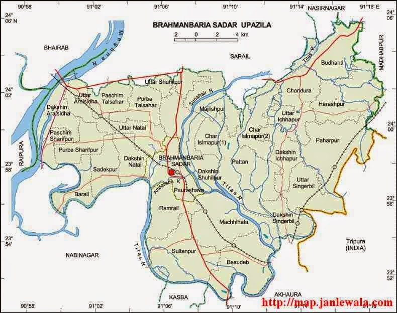 brahmanbaria sadar upazila map of bangladesh